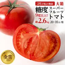 《 2026年収穫分 先行予約 》 糖度9度以上 スーパーフルーツトマト 大箱 約2.6kg × 1箱 (20～35玉/1箱) フルーツトマト ブランドトマト 野菜 ギフト 贈答 [BC001sa]