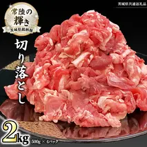 茨城県銘柄豚 「常陸の輝き」 切り落とし 2kg ( 500g × 4 パック ) (茨城県共通返礼品) 豚肉 肉 薄切り こま切れ 豚こま 国産 小分け ブランド豚 三元豚 冷凍 [FA002sa]