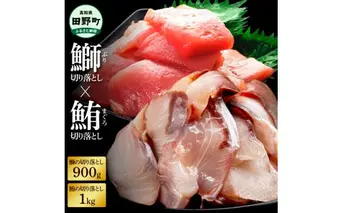 ～四国一小さなまち～ 天然マグロ切り落とし1kg×ぶり切り落とし900g まぐろ 鮪 ブリ 鰤 スライス 刺身 刺し身 さしみ ぶりしゃぶ 照り焼き 魚介 海鮮 海鮮丼 おかず 惣菜