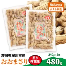 おおまさり 煎り落花生 合計480g (240g×2袋) 【2025年11月上旬から発送開始】 簡易包装 ポスト投函 ご自宅用 ピーナッツ 落花生 おつまみ おやつ お菓子 ナッツ [BB013sa]