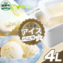 【四国一小さなまちのアイス屋さん】バニラ アイスクリーム 大容量 アイス 4000ml 4L 業務用 4リットル デザート スイーツ お菓子 アイス ミルク 大容量 いっぱい 松崎冷菓 取り寄せ お取り寄せ