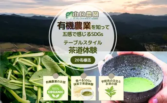 有機農業 を知って五感で感じる SDGs テーブル スタイル 茶道体験 20名様迄／ Nara Green 抹菜 オーガニック ビレッジ 薬草 茶の本 農家 有機野菜 無農薬 関西 チケット 山口農園 奈良県 宇陀市 ふるさと納税