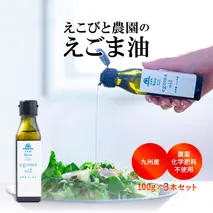 九州産えごま油 100g×3本セット 【えこびと 農園 九州産 国産 無添加 生搾り 栽培期間中無農薬 自社製造 えごま αリノレン酸】(H037103)