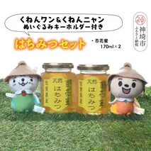 ワン・ニャン 百花蜜セット(各170ml×2) 【はちみつ 百花蜜 ゆるキャラ くねんワン くねんニャン 】(H059112)