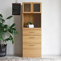 トラクト ガラスOP＋チェスト NA 【食器 キャビネット 家具 国産 組み合わせ 収納家具 完成品】(H060640)