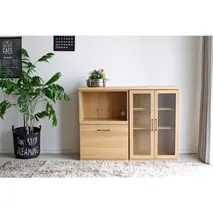 トラクト ガラス扉＋OP引出＋120天板 NA 【食器 キャビネット 家具 国産 組み合わせ 収納家具 完成品】(H060643)