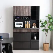 RESE 105KB A(ガラス上台・引出下台) 【キッチンボード レンジ 食器棚 食器 キッチン 家具 国産 収納 台所収納 完成品】(H060645)