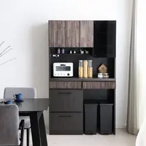 RESE 105KB B(ガラス上台・ダスト下台) 【キッチンボード レンジ 食器棚 食器 キッチン 家具 国産 収納 台所収納 完成品】(H060646)