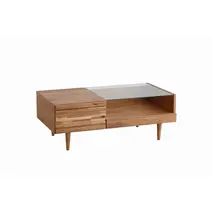 アルグ 100リビングテーブル 【リビング  木目 ガラス センター 無垢  家具 国産 ライトブラウン】(H060308)