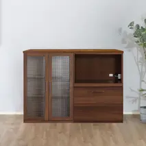 トラクト ガラス扉＋OP引出＋120天板 WN【食器 キャビネット 家具 国産 組み合わせ 収納家具 完成品】(H060667)