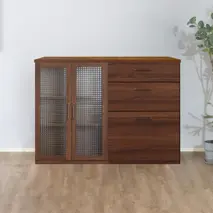 トラクト ガラス扉＋チェスト＋120天板 WN 【食器 キャビネット 家具 国産 組み合わせ 収納家具 完成品】(H060668)