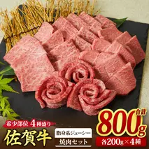佐賀牛 希少部位 焼肉4点盛り合わせ【脂身系ジューシー】 800g （200gx4種） A5 A4【希少 国産和牛 牛肉 肉 牛 焼肉】(H085144)