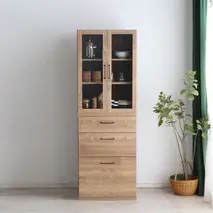 トラクト ガラス扉＋チェスト SN 【食器 キャビネット 家具 国産 組み合わせ 収納家具 完成品】(H060523)