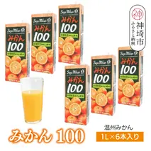 みかん100 1L×6本入り【みかんジュース 蓋付 天然 果汁100％】(H116228)