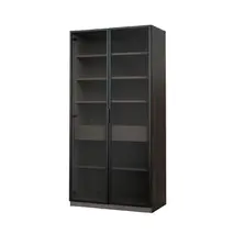 ロッコストレージ 900H ブラウン【飾り棚 ディスプレイラック コレクションラック ガラス戸 本棚 収納 完成品】(H062249)