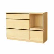 バルド 117キッチンカウンター ナチュラル【キッチンカウンター カウンター 食器棚 収納 飛散防止フィルム付き 完成品】(H062259)