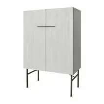 セロ 80キャビネット ライトグレイ 【キャビネット リビング収納 紙漉き風模様 完成品 家具】(H062277)