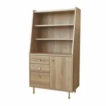 ヴァロ 80キャビネットシェルフ【本棚 本 雑誌 CD DVD 収納 ブックシェルフ 真鍮取っ手 真鍮つまみ 脚先真鍮色仕上げ 開梱設置 梱包材引き取り 完成品】(H062284)