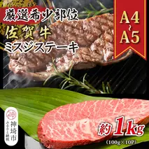 【厳選希少部位】【A4～A5】佐賀牛ミスジステーキ 約1kg(100g×10P)【肉 牛肉 ブランド牛 黒毛和牛 ステーキ肉 ふるさと納税】(H112121)