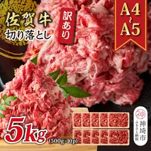 訳あり！【A4～A5】佐賀牛切り落とし 5kg(500g×10P)【肉 牛肉 ブランド牛 黒毛和牛 ふるさと納税】(H112284)