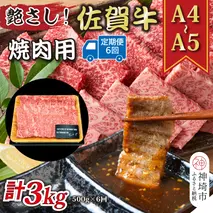【6か月定期便】艶さし！【A4～A5】佐賀牛焼肉用 500g×6回【肉 牛肉 ブランド牛 黒毛和牛 ふるさと納税】(H112167)