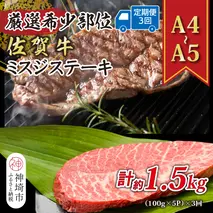 【3か月定期便】【厳選希少部位】【A4～A5】佐賀牛ミスジステーキ 約500g(100g×5P)×3回【肉 牛肉 ブランド牛 黒毛和牛 ステーキ肉 ふるさと納税】(H112262)
