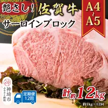 【12か月定期便】艶さし！【A4～A5】佐賀牛サーロインブロック 約1kg×12回【肉 牛肉 ブランド牛 黒毛和牛 ステーキ肉 ふるさと納税】(H112270)