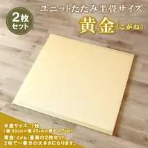 ユニットたたみ半畳サイズ2枚セット【黄金(こがね)】 【和紙表 撥水加工 変色しづらい 職人 本格派 やすらぎ ごろ寝 昼寝 国産 手作り】(H075109)
