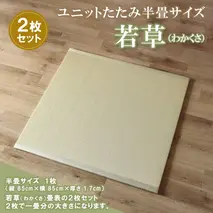 ユニットたたみ半畳サイズ2枚セット【若草(わかくさ)】 【和紙表 撥水加工 変色しづらい 職人 本格派 やすらぎ ごろ寝 昼寝 国産 手作り】(H075111)