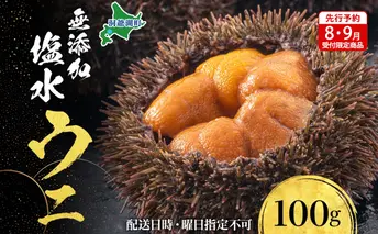 【先行予約】北海道 無添加塩水 ウニ 100g 1パック 11月上旬~12月上旬頃まで順次出荷 バフン ムラサキ うに 雲丹 海鮮 小川商店