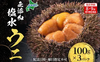 【先行予約】北海道 無添加塩水 ウニ 100g 3パック 11月上旬~12月上旬頃まで順次出荷 バフン ムラサキ うに 雲丹 海鮮 小川商店