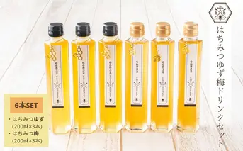 【むろうはちみつ】はちみつ ゆず 梅 ドリンク 6本セット (希釈原液) ／砂糖不使用 無添加 室生 国産 純粋 蜂蜜 シロップ プレゼント 手土産 お取り寄せ 贈り物 ふくさきわう 奈良県 宇陀市 ふるさと納税