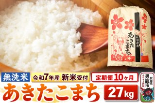 《令和7年産 新米受付》《定期便10ヶ月》【無洗米】秋田県産 あきたこまち 27kg|10791