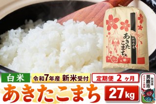 《令和7年産 新米受付》《定期便2ヶ月》【白米】秋田県産 あきたこまち 27kg|10827