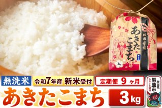 《令和7年産 新米受付》《定期便9ヶ月》【無洗米】秋田県産 あきたこまち 3kg 秋田県 男鹿市 こまちライン|10438