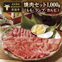 茨城県産高級黒毛和牛「常陸牛」　焼肉セット（もも・ランプ・カルビ）　500ｇ×2パック　[AI004ya]