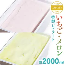 大地の恵み！！ 特製 ジェラート ( いちご ・ メロン 各1個 ) 計 2000ml アイス デザート スイーツ ふるさと納税 10000円 イチゴ いちご 苺 果物 旬 [AU099ya]