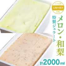 大地の恵み！！ 特製 ジェラート ( メロン ・ 和梨 各1個 ) 計 2000ml アイス デザート スイーツ ふるさと納税 10000円 梨 旬 [AU103ya]
