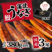 【お中元】【化粧箱】【 訳アリ 】 国産うなぎ 蒲焼き 3尾 セット ( 400g ) 大きさ の不揃い 山椒付き ウナギ 鰻 ふぞろい 不揃い うな重 ひつまぶし 人気 茨城 八千代町 ふるさと納税 冷凍 ギフト 化粧箱 お中元 中元 熨斗