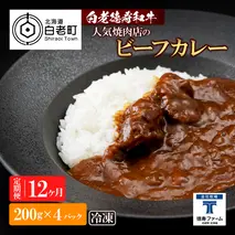 定期便 12カ月 和牛 ビーフカレー 4個セット＜徳寿＞ 200ｇ×4袋