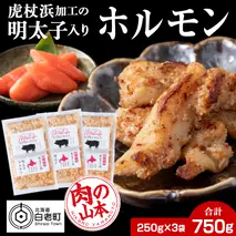 明太子入り 味付けホルモン 250g  3パック＜肉の山本＞ 北海道 豚肉 焼肉　CD005