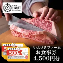 いわさきファーム お食事券 4,500円分 レストラン ギフト 牛肉 白老牛 北海道 白老町 チケット