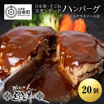 白老牛 スタンダード ハンバーグ セット 20個 （網脂なし） 特製ソース 冷凍 牛肉 肉 白老