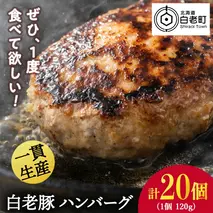 北海道産 白老豚 ハンバーグ 120ｇ×20個セット