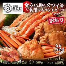 訳あり タラバ脚 & ズワイ姿 & 毛蟹 & ボタンエビ(オス) 食べ比べ セット