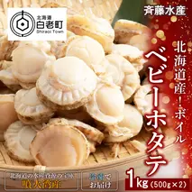 北海道産 ボイルベビーホタテ 500g×2袋（合計1kg）【斎藤水産】