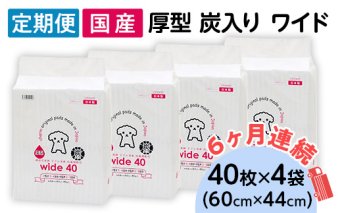 ペットシーツ 厚型 炭入り ワイド 40枚 × 4袋 国産 ペットシート 吸収力抜群 ダブル消臭 抗菌剤配合定期便 6ヶ月 連続お届け 429