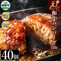 幻のあかうし和牛ハンバーグ 40個入り 1個130g 田野屋青蜂 白鯆 完全天日塩練り込み 肉 お肉 国産牛 土佐あかうし 四万十ポーク おかず 惣菜 おいしい お取り寄せ 冷凍 配送 高知県 田野町