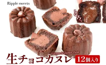 生チョコカヌレ12個入り/ヴィーガンスイーツ/グルテンフリースイーツ 濃厚 生チョコレート 絹豆腐  スイーツ チョコ 健康 低脂肪 ヘルシー 株式会社Ripple  神奈川県 茅ケ崎市