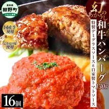 幻のあかうし和牛ハンバーグ 16個入り 1個130g 特製デミソース トマトソース付き 田野屋青蜂 白鯆 完全天日塩練り込み 肉 お肉 国産牛 おかず おいしい お取り寄せ 冷凍 配送 高知県 田野町